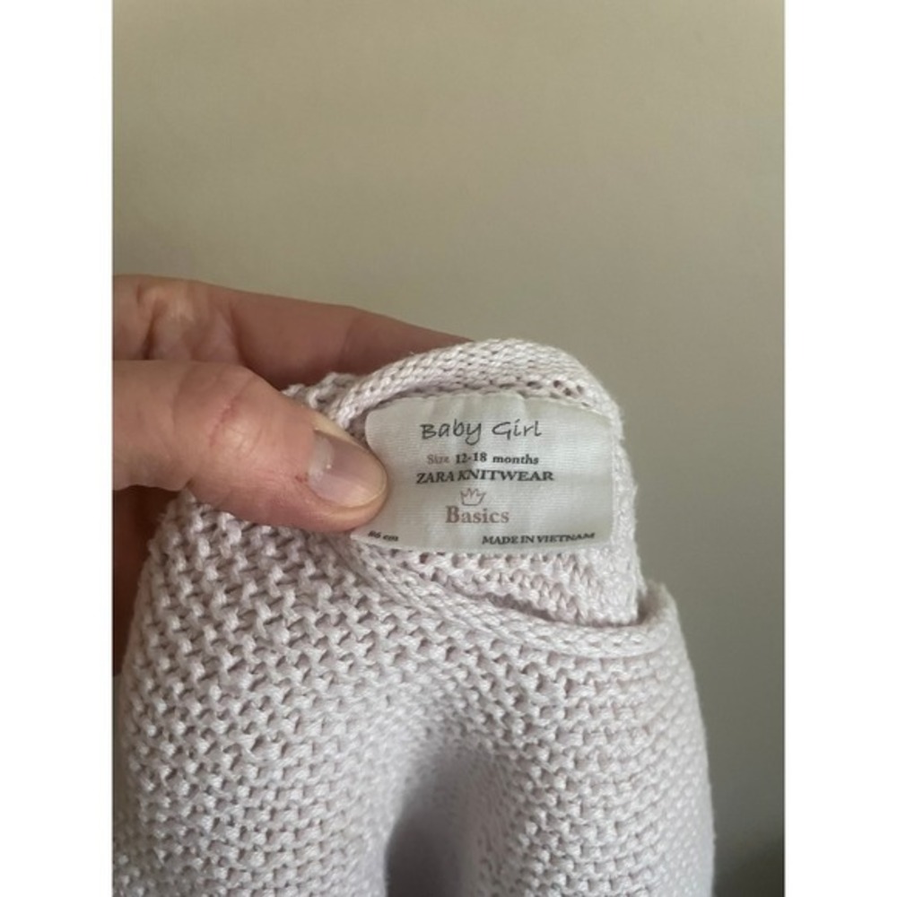 Zara Baby Girl Chunky Roll Neck Sweater 12-18M Pink Cotton Fisherman Cottage - Picture 2 of 6